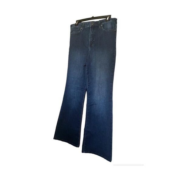 LC Lauren Conrad Womens Super High Waisted Dark Wash Wide Flare Jeans Sz 12 NWT - Picture 3 of 8